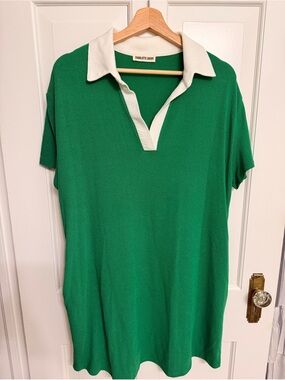 Charlotte Avery Green Knit Polo Dress with White Collar